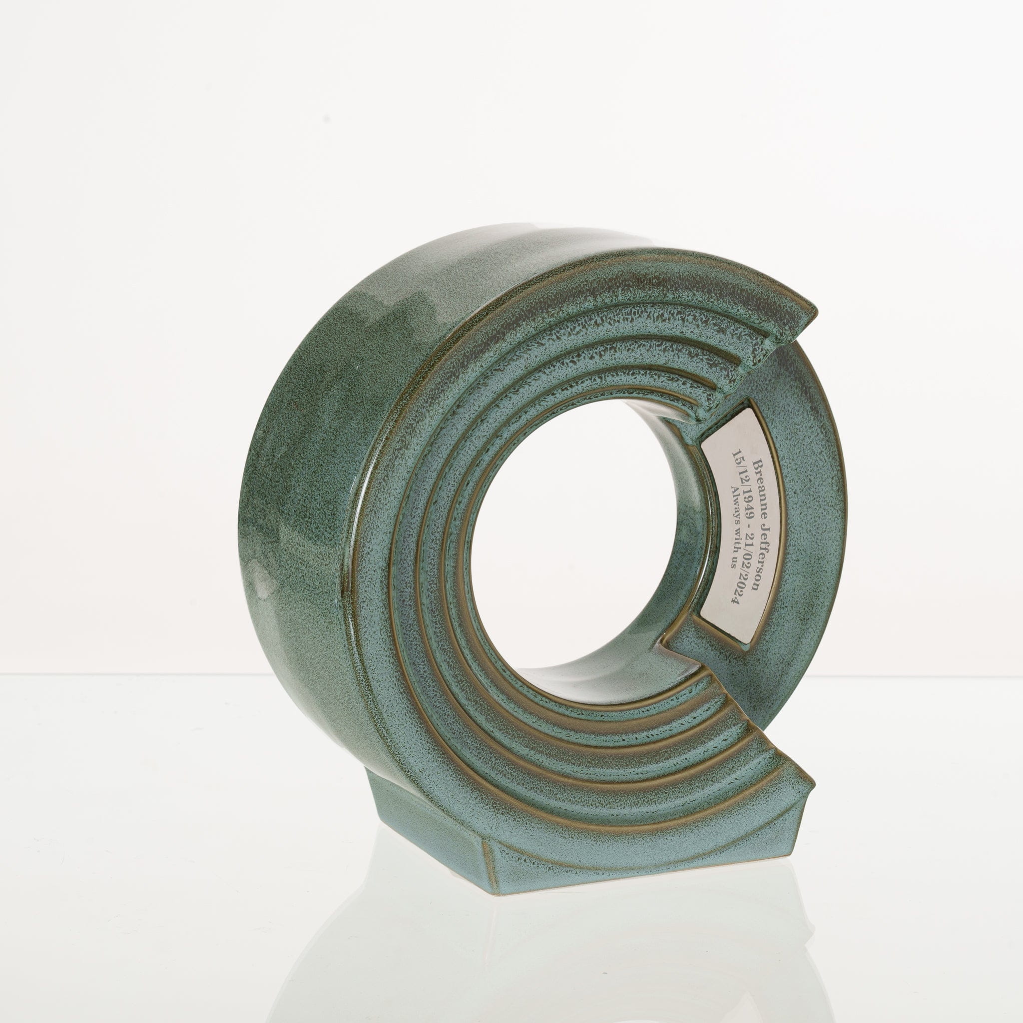 Pulvis Art Urns Adult Size Urn Cremation Urn "Solace" - Adult Memorial Urn | Oily Green Melange | Ceramic