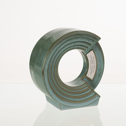 Pulvis Art Urns Adult Size Urn Cremation Urn "Solace" - Adult Memorial Urn | Oily Green Melange | Ceramic