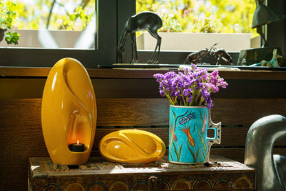 Pulvis Art Urns Adult Size Urn Eternity Handmade Cremation Urn for Ashes - Large | Amber Yellow | Ceramic
