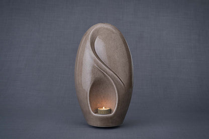 Pulvis Art Urns Adult Size Urn Eternity Handmade Cremation Urn for Ashes - Large | Beige Grey | Ceramic