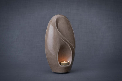 Pulvis Art Urns Adult Size Urn Eternity Handmade Cremation Urn for Ashes - Large | Beige Grey | Ceramic