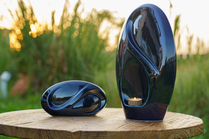 Pulvis Art Urns Adult Size Urn Eternity Handmade Cremation Urn for Ashes - Large | Cobalt Metallic | Ceramic