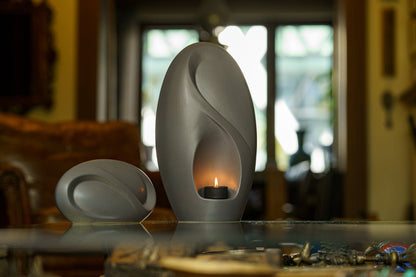 Pulvis Art Urns Adult Size Urn Eternity Handmade Cremation Urn for Ashes - Large | Grey Matte | Ceramic