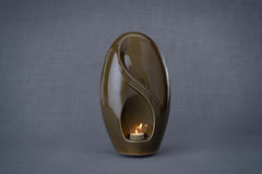 Eternity Handmade Cremation Urn for Ashes - Large | Oily Green | Ceramic