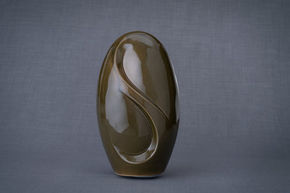 Pulvis Art Urns Adult Size Urn Eternity Handmade Cremation Urn for Ashes - Large | Oily Green | Ceramic