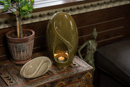 Pulvis Art Urns Adult Size Urn Eternity Handmade Cremation Urn for Ashes - Large | Oily Green | Ceramic