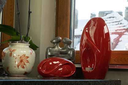 Pulvis Art Urns Adult Size Urn Eternity Handmade Cremation Urn for Ashes - Large | Red | Ceramic