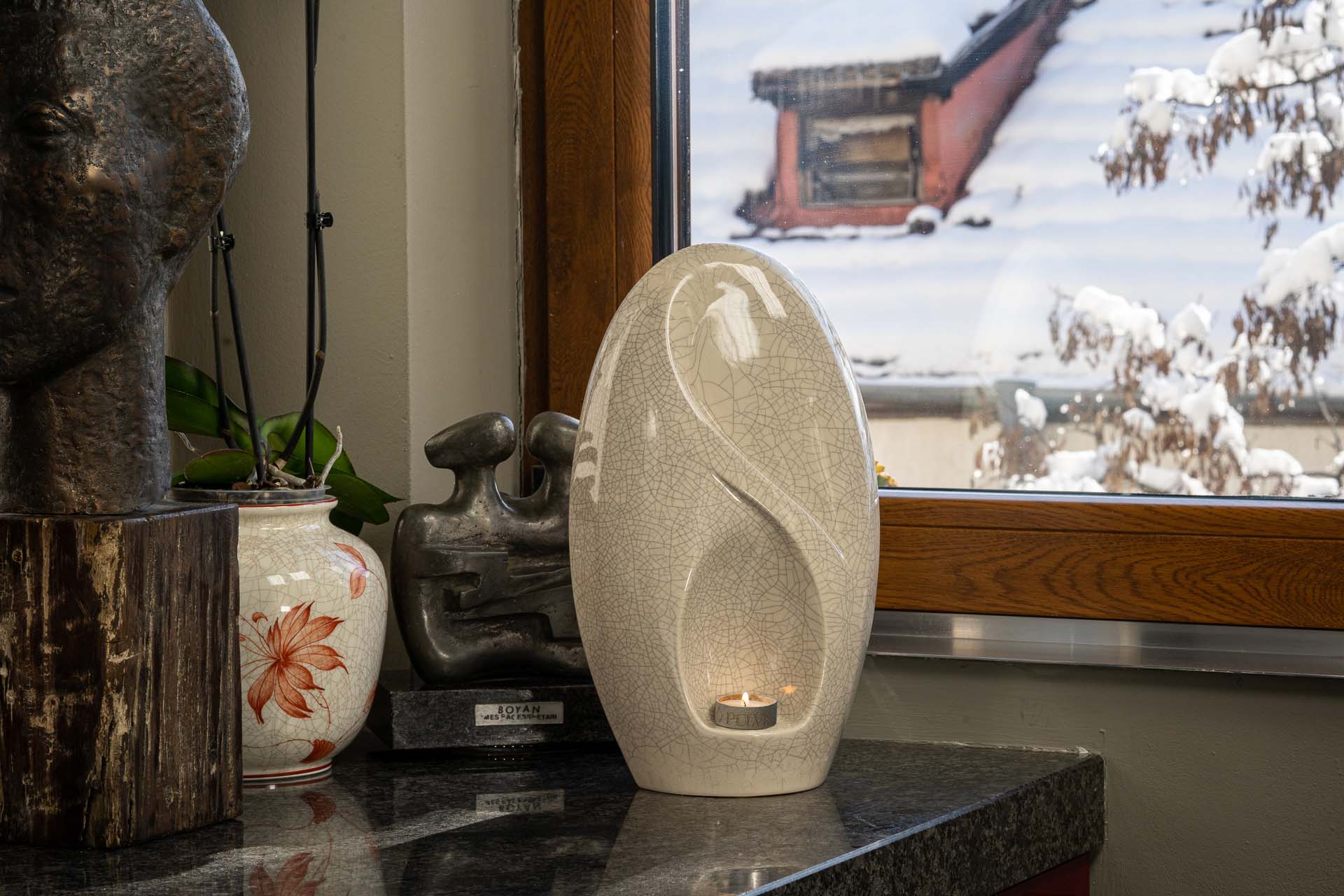 Pulvis Art Urns Adult Size Urn Eternity Handmade Cremation Urn for Ashes - Large | Transparent | Ceramic
