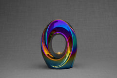 Urne funéraire exclusive pour cendres « Le Passage » - Grande | Chrome arc-en-ciel