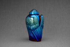 Exclusive Cremation Urn for Ashes "Wings" - Large | Glossy Blue