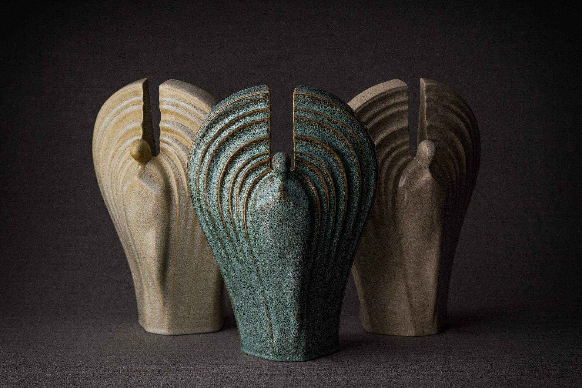 Pulvis Art Urns Adult Size Urn Guardian Handmade Cremation Urn for Ashes - Large | Beige Grey Melange | Ceramic