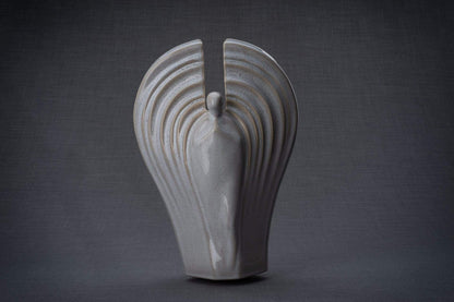 Guardian Handmade Cremation Urn for Ashes, size Large/Adult, color Beige Grey Melange-Pulvis Art Urns