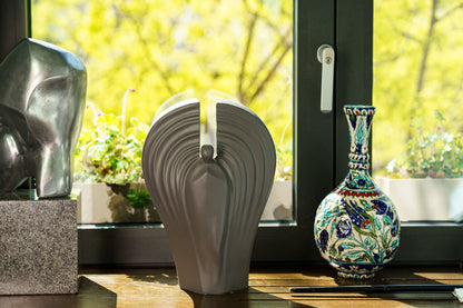 Pulvis Art Urns Adult Size Urn Guardian Handmade Cremation Urn for Ashes - Large | Lamp Black | Ceramic