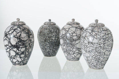 Pulvis Art Urns Adult Size Urn Handmade Cremation Urn "Embrace" - Large | Raku Style Memorial | Pottery Wheel Urn