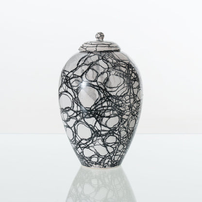 Pulvis Art Urns Adult Size Urn Handmade Cremation Urn "Embrace" - Large | Raku Style Memorial | Pottery Wheel Urn