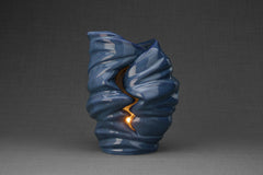 Handmade Cremation Urn for Ashes "Light" - Large | Blue Melange | Ceramic