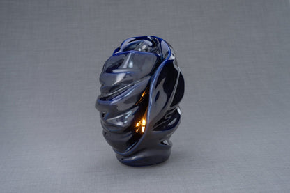 Light Handmade Cremation Urn for Ashes, size Large/Adult, color Cobalt Metallic-Pulvis Art Urns