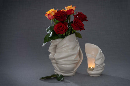 Pulvis Art Urns Adult Size Urn Handmade Cremation Urn for Ashes "Light" - Large | White | Ceramic