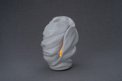 Light Handmade Cremation Urn for Ashes, size Large/Adult, color White-Pulvis Art Urns