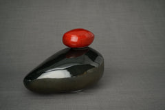 Handmade Cremation Urn for Ashes "Stone" - Large | Black Gloss | Ceramic