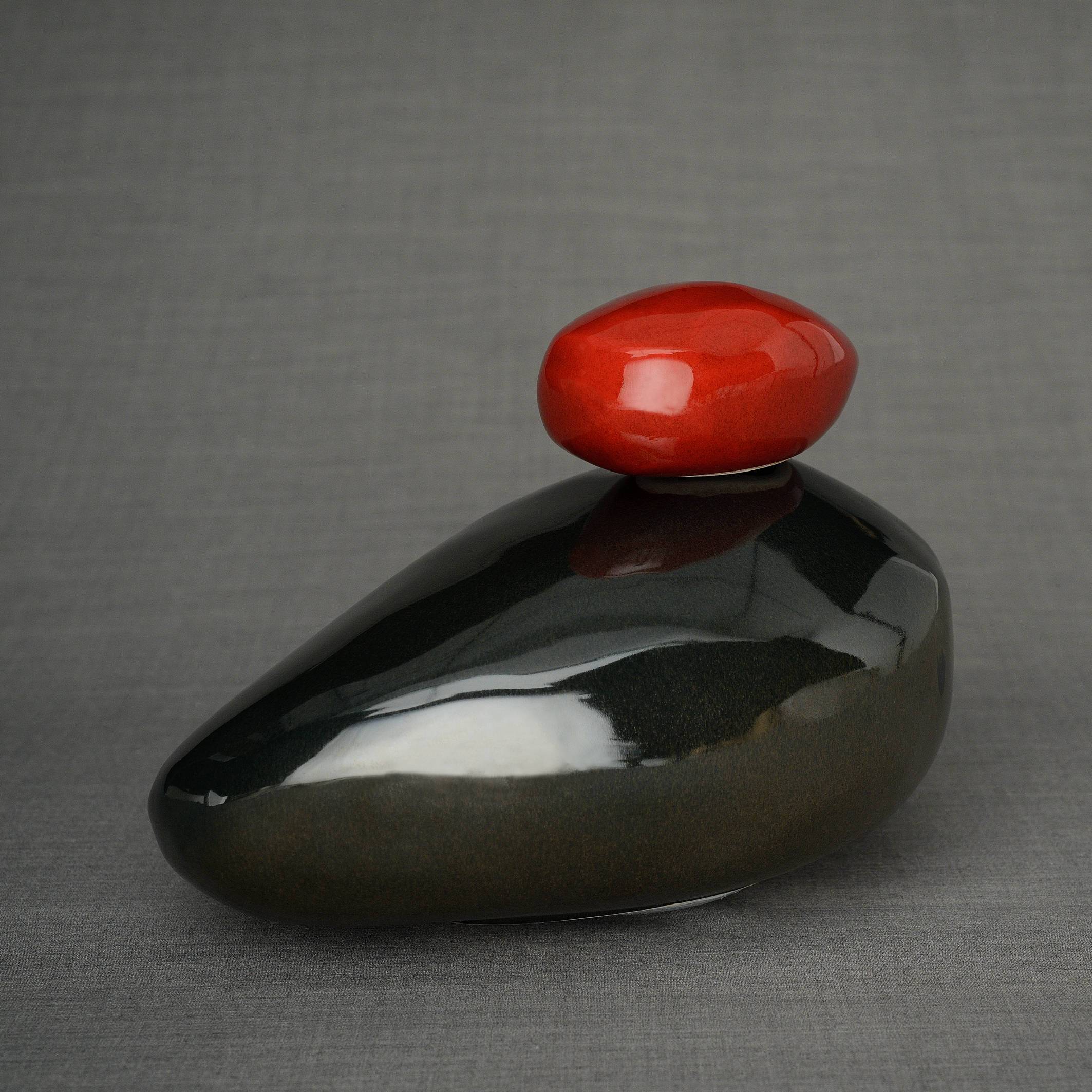 Stone Handmade Cremation Urn for Ashes, size Large/Adult, color Black Gloss-PulvisArtUrns-Pulvis Art Urns