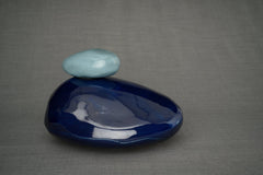 Urne funéraire artisanale « Pierre » - Grande | Métallique cobalt | Céramique