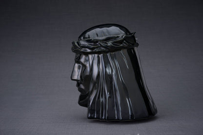 The Christ Handmade Cremation Urn for Ashes, size Large/Adult, color Black Gloss-Pulvis Art Urns