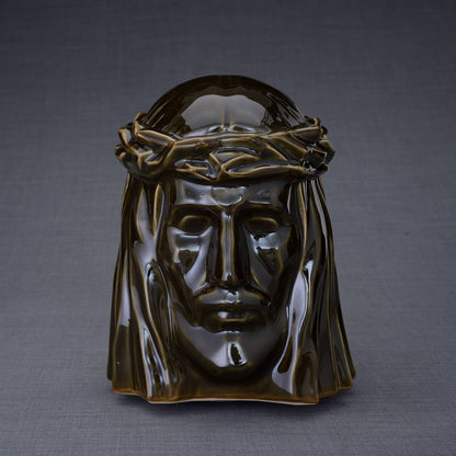 The Christ Handmade Cremation Urn for Ashes, size Large/Adult, color Oily Green-PulvisArtUrns-Pulvis Art Urns