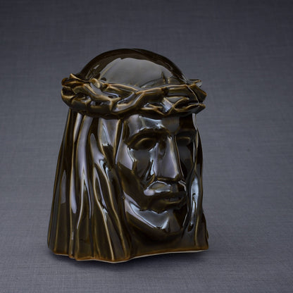 The Christ Handmade Cremation Urn for Ashes, size Large/Adult, color Oily Green-PulvisArtUrns-Pulvis Art Urns