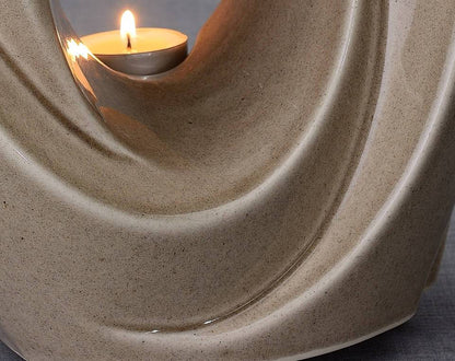 The Passage Handmade Cremation Urn for Ashes, size Large/Adult, color Beige Grey-PulvisArtUrns-Pulvis Art Urns