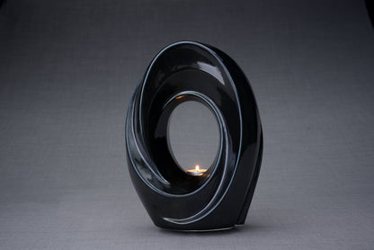Pulvis Art Urns Adult Size Urn Handmade Cremation Urn for Ashes "The Passage" - Large | Black Gloss Melange | Ceramic