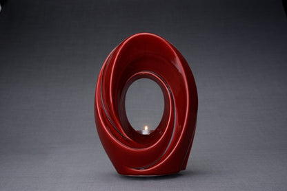 Pulvis Art Urns Adult Size Urn Handmade Cremation Urn for Ashes "The Passage" - Large | Red | Ceramic