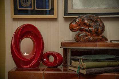 Ceramic Art Urn for Ashes - The Passage- set (red colour  ) by Pulvis Art Urns 
