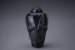 Handmade Cremation Urn for Ashes "Wings" - Large | Black Gloss | Ceramic