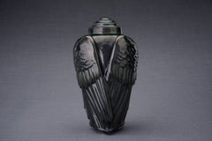 Handmade Cremation Urn for Ashes "Wings" - Large | Black Melange | Ceramic