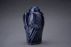 Handmade Cremation Urn for Ashes "Wings" - Large | Cobalt Metallic | Ceramic