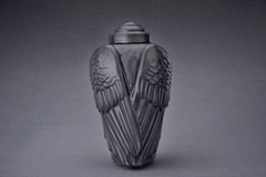 Handmade Cremation Urn for Ashes "Wings" - Large | Dark Matte | Ceramic