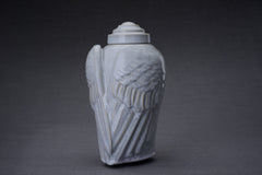 Handmade Cremation Urn for Ashes "Wings" - Large | Grey Melange | Ceramic