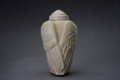 Handmade Cremation Urn for Ashes "Wings" - Large | Light Sand Melange | Ceramic