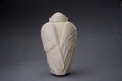 Handmade Cremation Urn for Ashes "Wings" - Large | Off-white | Ceramic Urn