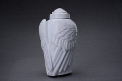Handmade Cremation Urn for Ashes "Wings" - Large | White | Ceramic