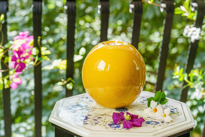 Pulvis Art Urns Adult Size Urn Handmade Cremation Urn "Harmony" - Large | Amber Yellow | Ceramic