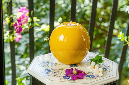 Pulvis Art Urns Adult Size Urn Handmade Cremation Urn "Harmony" - Large | Amber Yellow | Ceramic