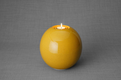Pulvis Art Urns Adult Size Urn Handmade Cremation Urn "Harmony" - Large | Amber Yellow | Ceramic