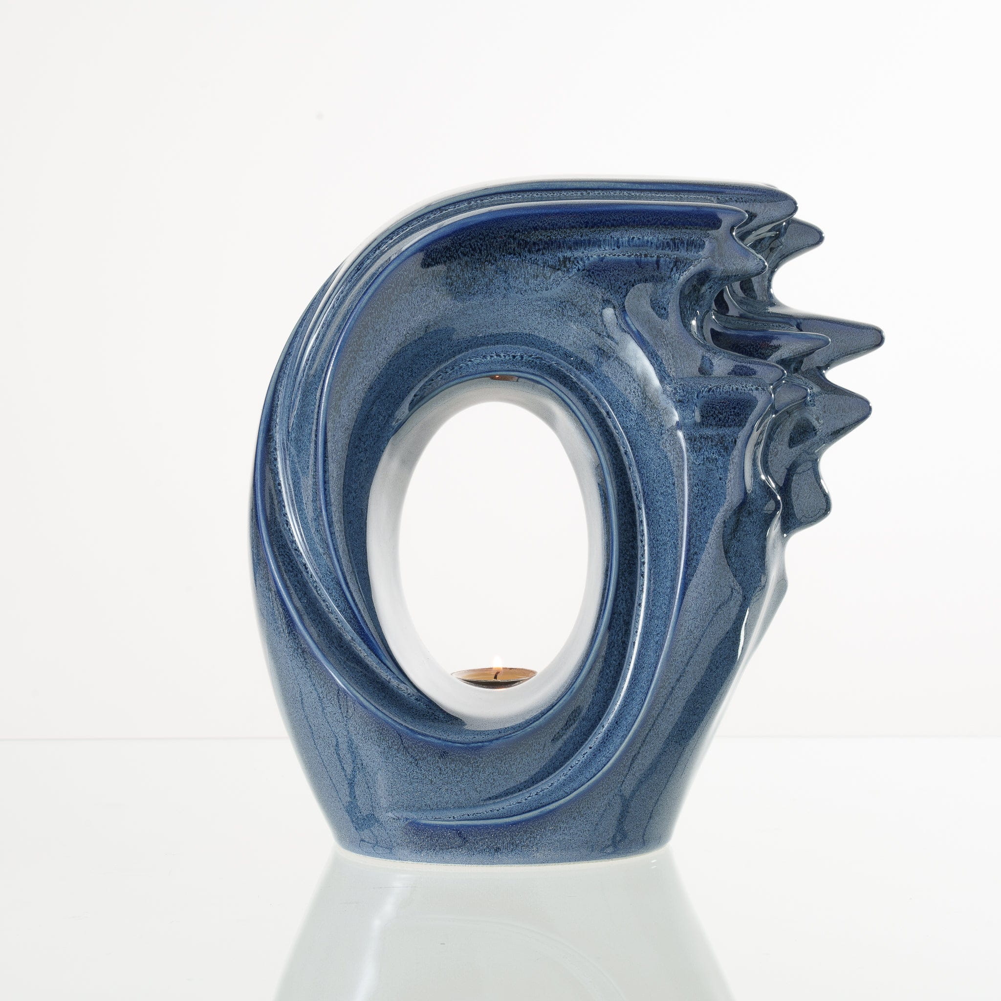 Handmade Cremation Urn "Zephyr" - Adult Ceramic Urn | Blue Melange