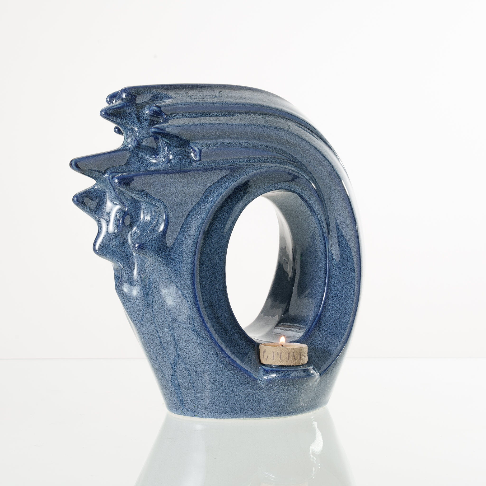 Handmade Cremation Urn "Zephyr" - Adult Ceramic Urn | Blue Melange
