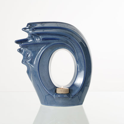 Handmade Cremation Urn "Zephyr" - Adult Ceramic Urn | Blue Melange