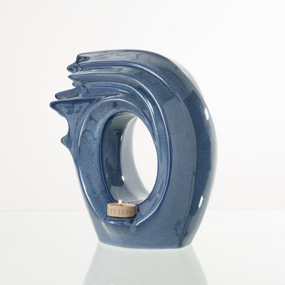 Handmade Cremation Urn "Zephyr" - Adult Ceramic Urn | Blue Melange