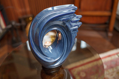 Handmade Cremation Urn "Zephyr" - Adult Ceramic Urn | Blue Melange
