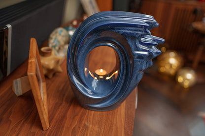 Handmade Cremation Urn "Zephyr" - Adult Ceramic Urn | Blue Melange